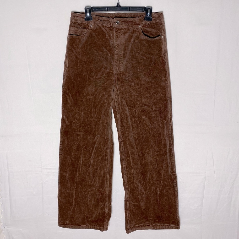 H&M Divided Brown Corduroy High Rise Wide Leg Pants 12